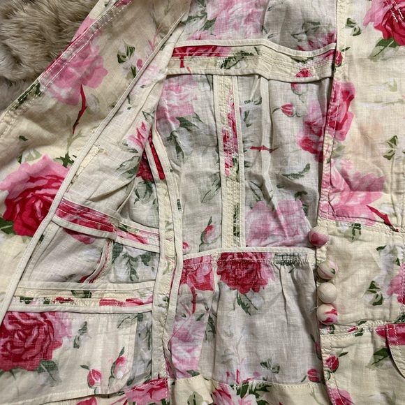 Banana Republic Vintage Roses Flora Jacket Linen Cotton Blazer Rose Fit Waist 2 - Picture 5 of 9